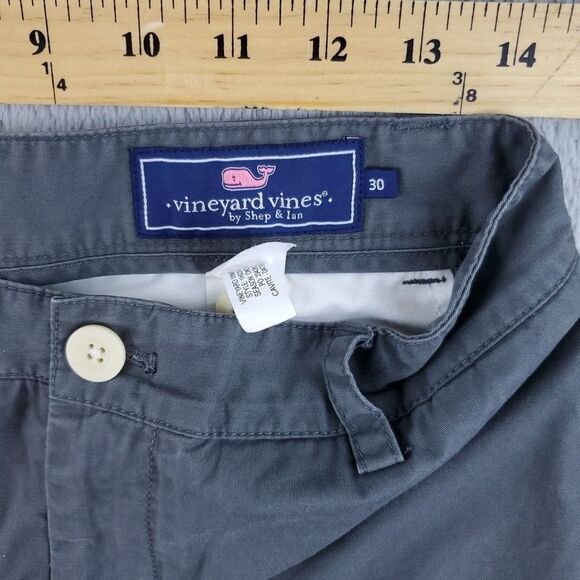 Vineyard Vines Club Shorts Mens Size 30 30X9 Mid Rise Gray Flat Front Chino - Picture 3 of 7
